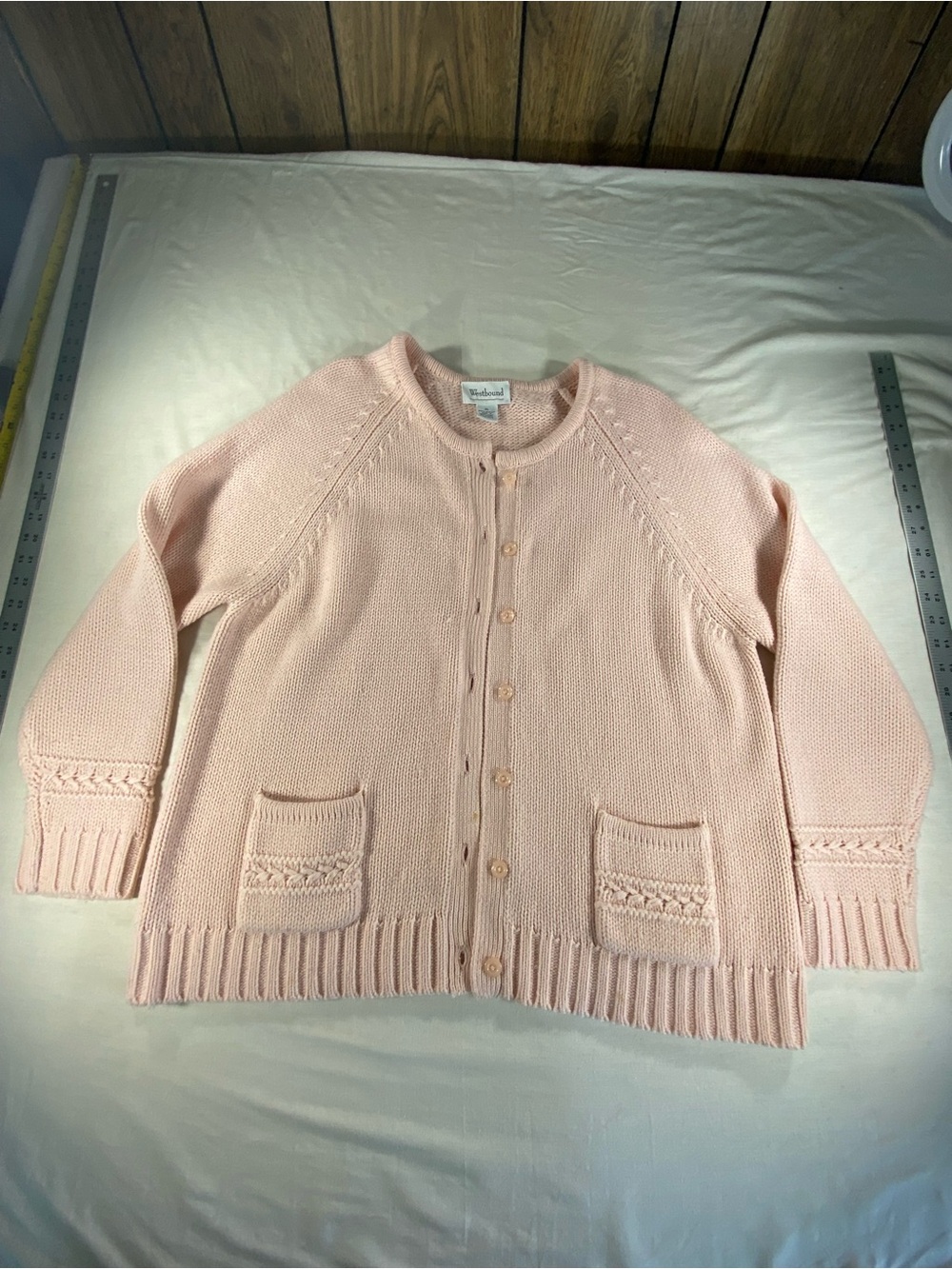 Westbound Women's XL Pink Button-Up Knit Cardigan Sweater